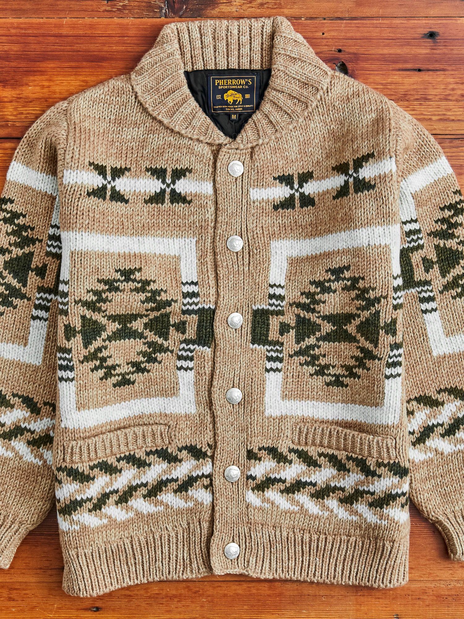 Cowichan Handknit Cardigan Sweater in Beige – Blue Owl Workshop