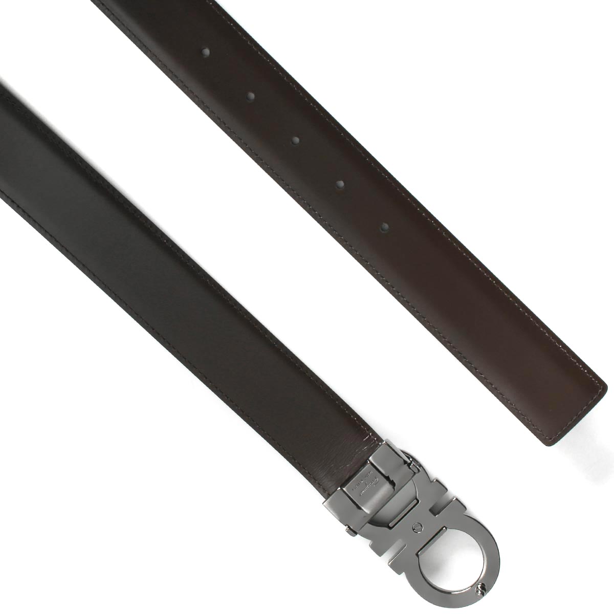 フェラガモ ベルト メンズ ダブル ガンチーニ リバーシブル ブラック