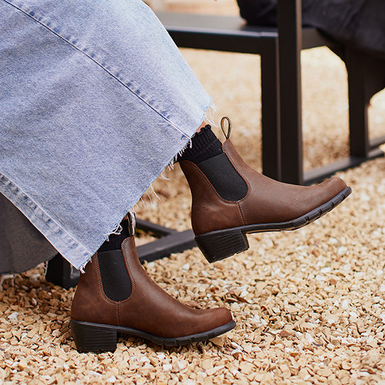 Rustic Brown Premium Leather Chelsea Boots, Women's All-Terrain