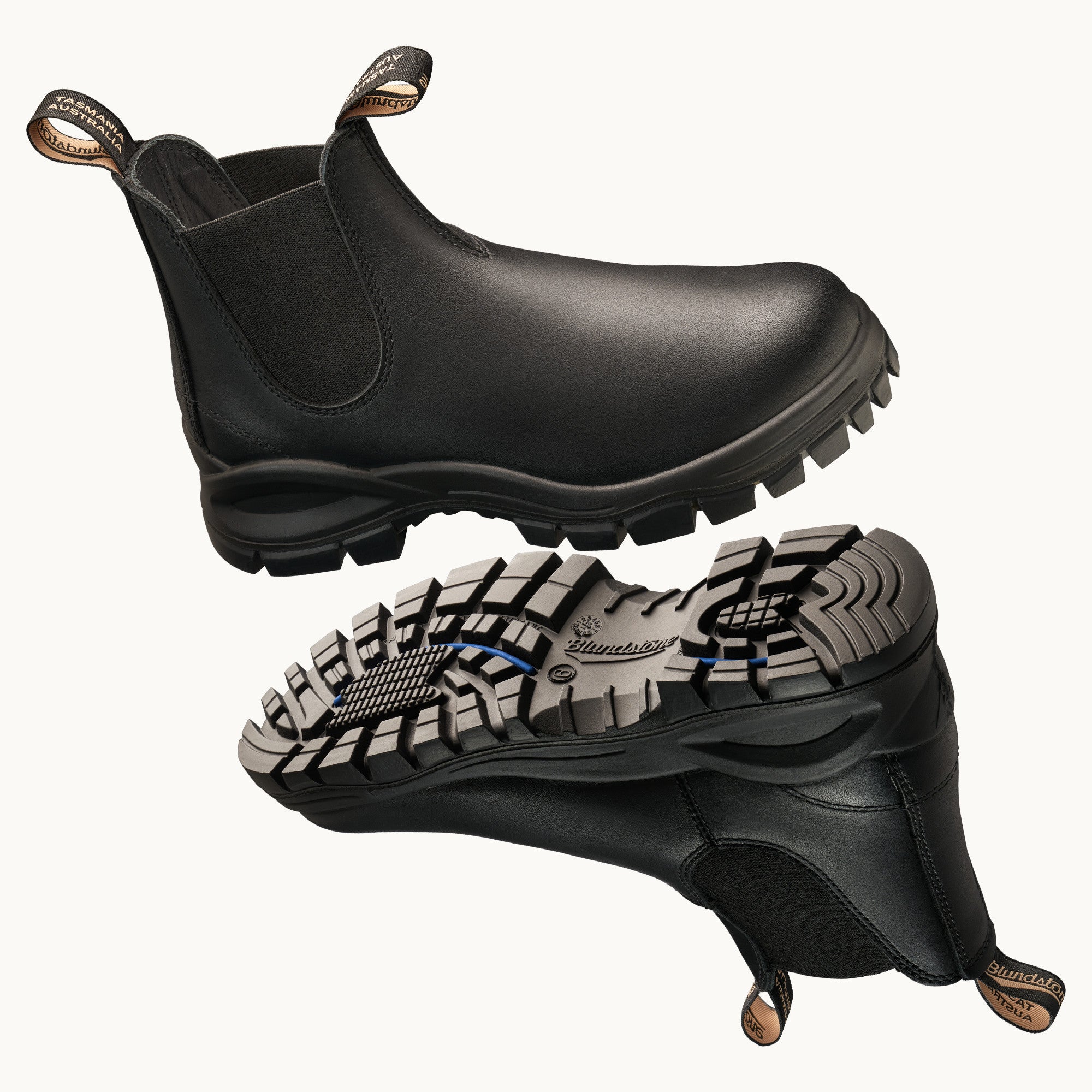 Black Premium Leather Chelsea Boots, Men's Lug 2240 - Blundstone