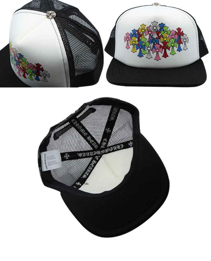 クロムハーツトラッカーキャップキングタコマルチカラークロスブラック