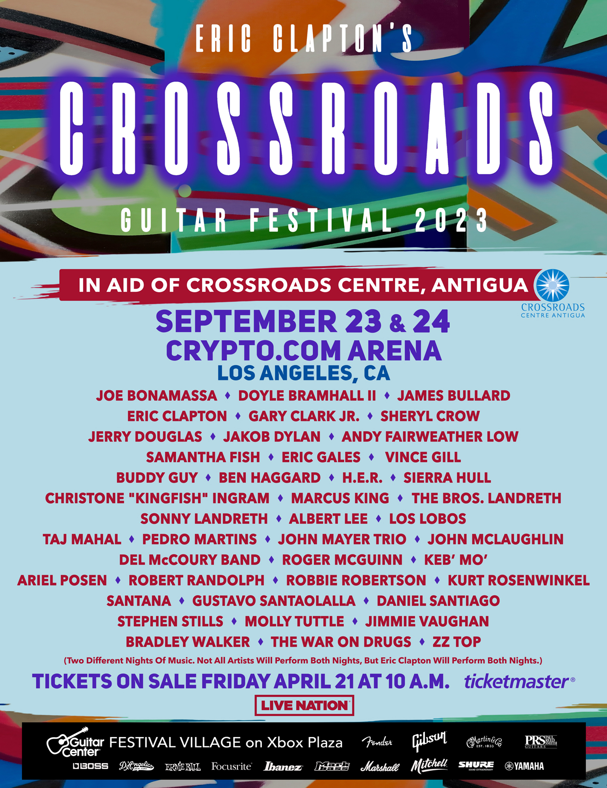 Eric Clapton's 2023 Crossroads Festival Lineup