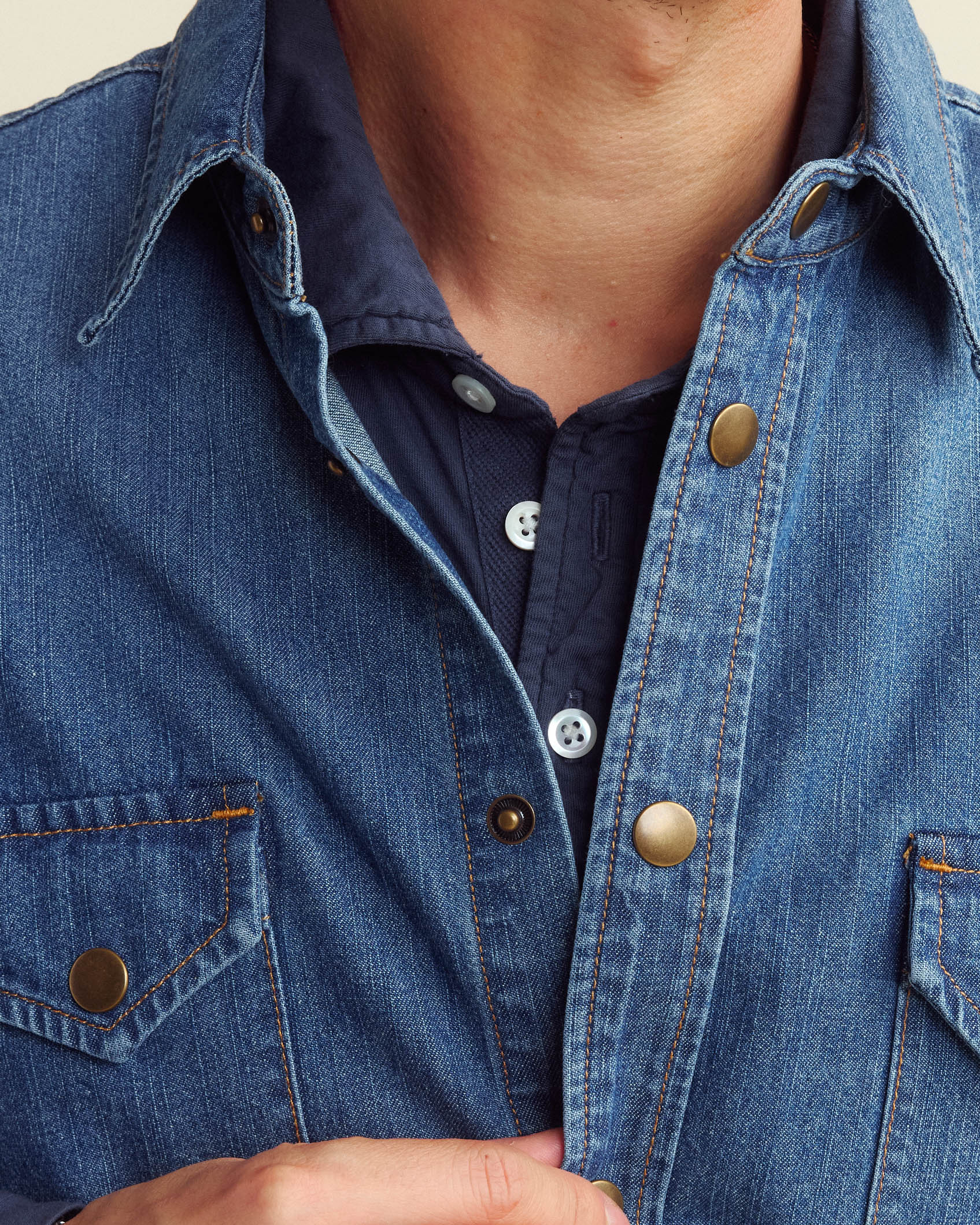 Shoals Denim Shirt with Antique Brass Snaps | Billy Reid