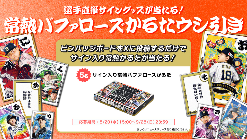 バファロッピン3周年記念】選手直筆サイン入りグッズが当たる
