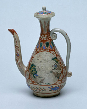 三重県総合博物館 古萬古・盛盞瓶（赤絵窓山水文）