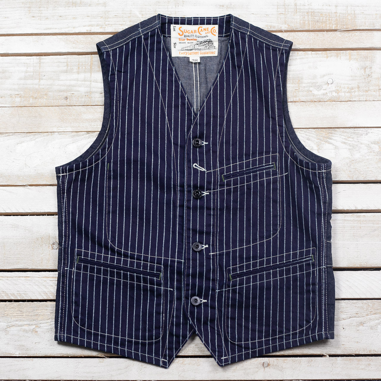 Sugar Cane Worker Vest Waistcoat Wabash Stripe