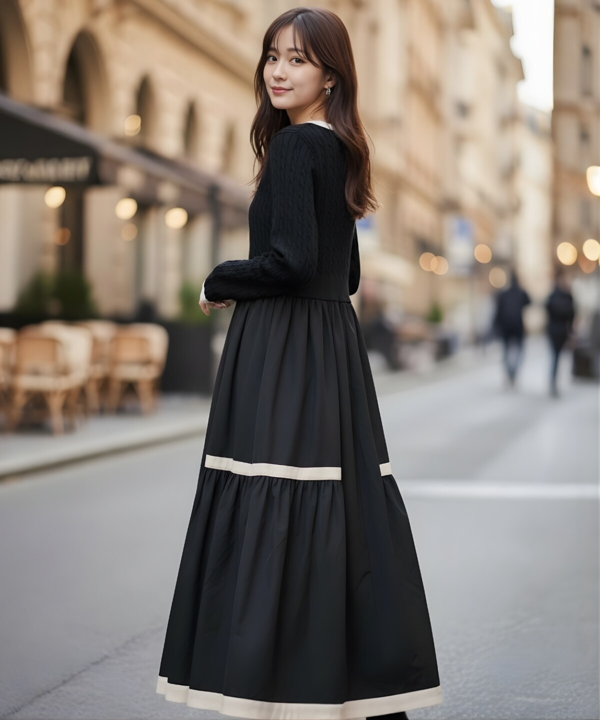 ケーブル編みニットドッキングワンピース(F アイボリー): AND COUTURE