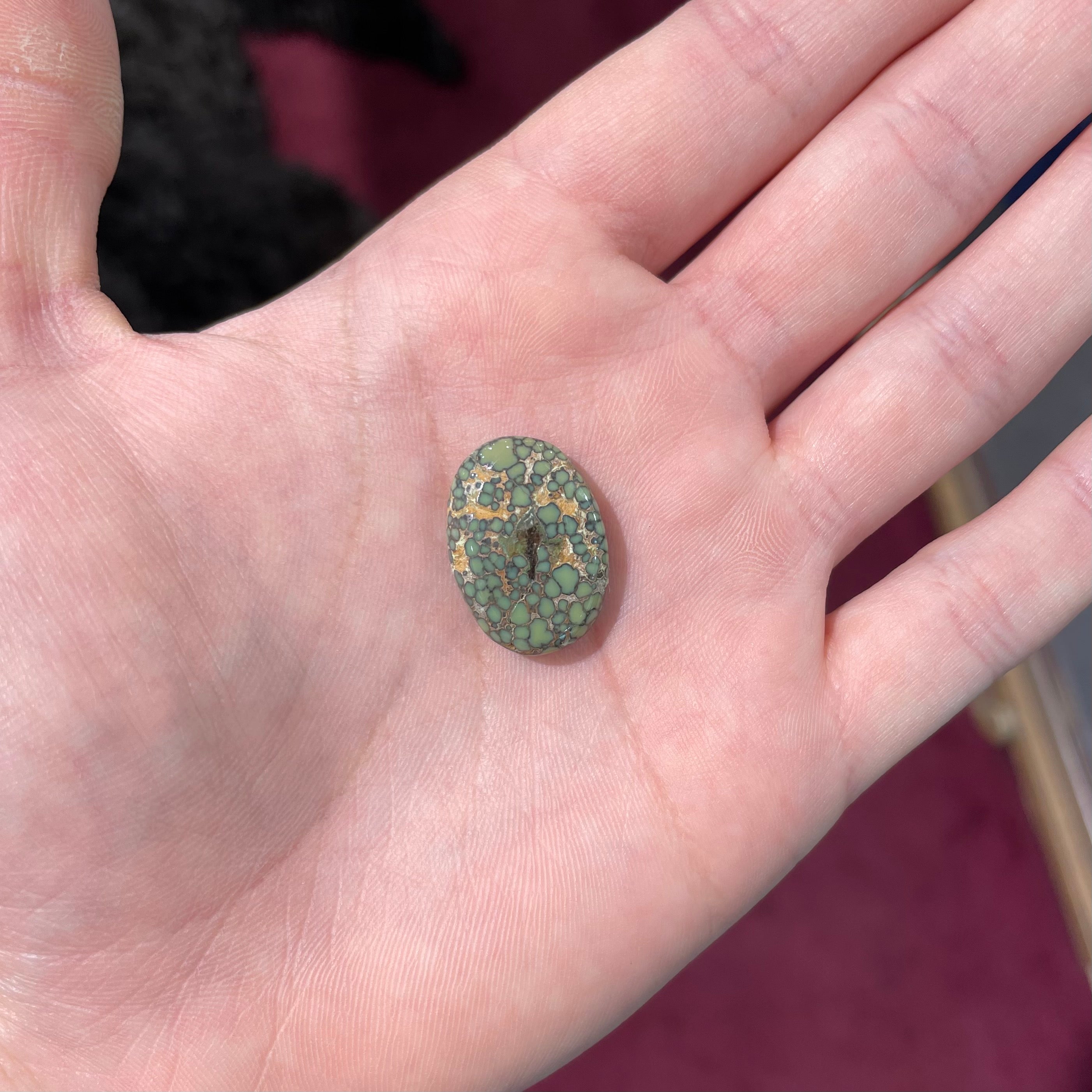 GREEN Spotted Number 8 Mine Turquoise Cabochon | Burton's