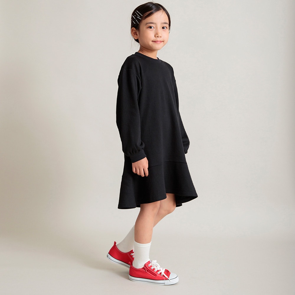 WEB限定/DRC/やわらか薄手裏毛】裾フレア切替・袖ボリューム長袖