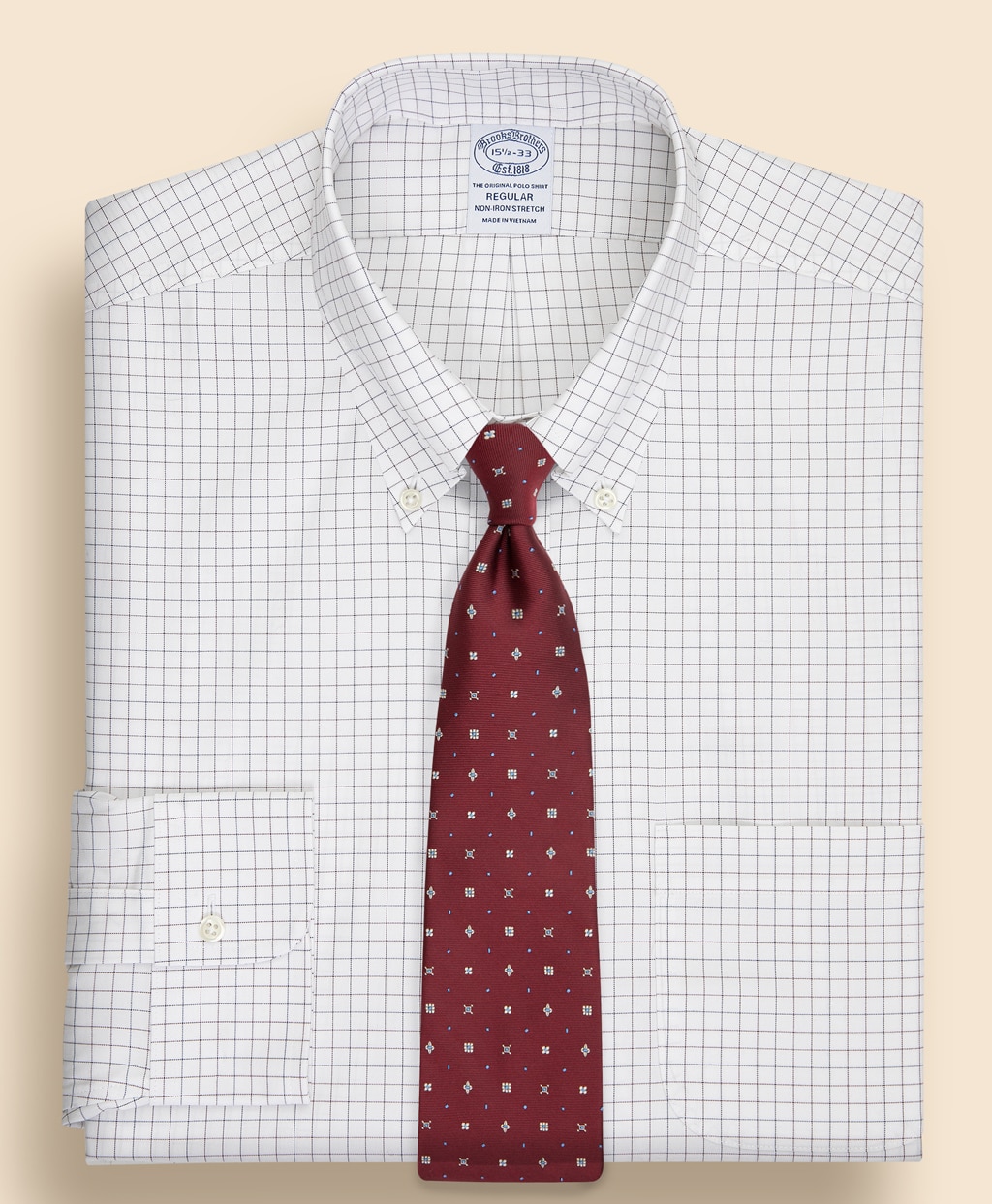 ノンアイロン ストレッチピンポイントオックスフォード チェック