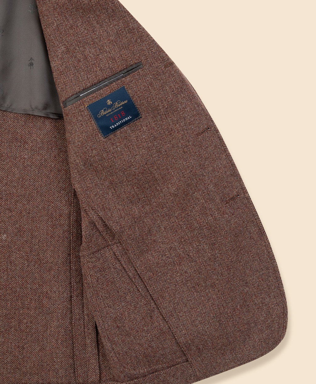 シェットランドウール ヘリンボーン 段返り3釦サックジャケット