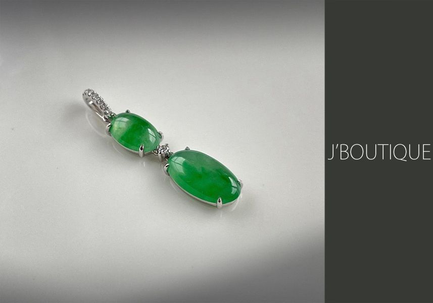 ミャンマー産天然無処理翡翠 ジュエリー ペンダント 薄緑 冰 K18