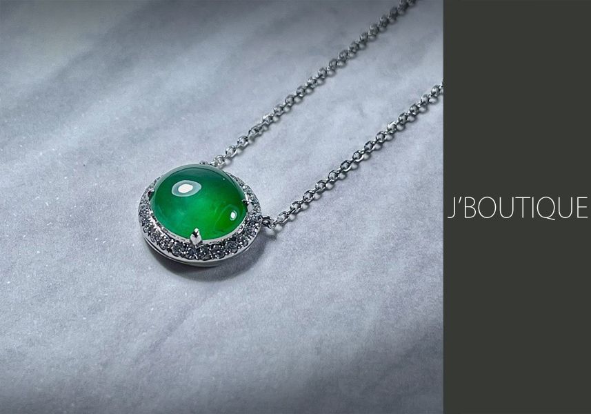 ミャンマー産天然無処理翡翠 ジュエリー ペンダント 翠緑 冰 K18