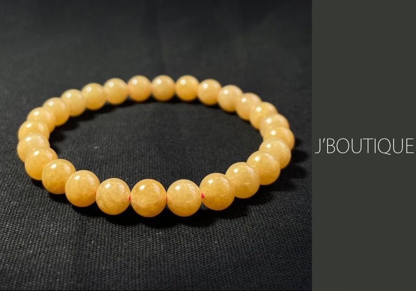 ミャンマー産天然無処理翡翠 ビーズ ブレスレット 黄翡 冰糯