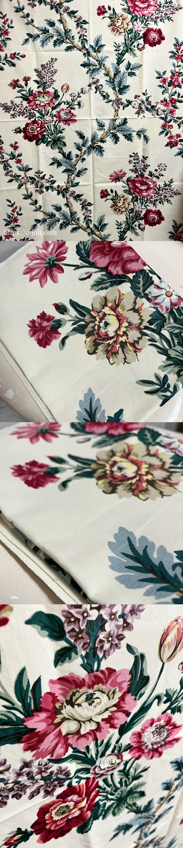 K-597 フランスアンティークファブリック 花柄コットンファブリック 1m26