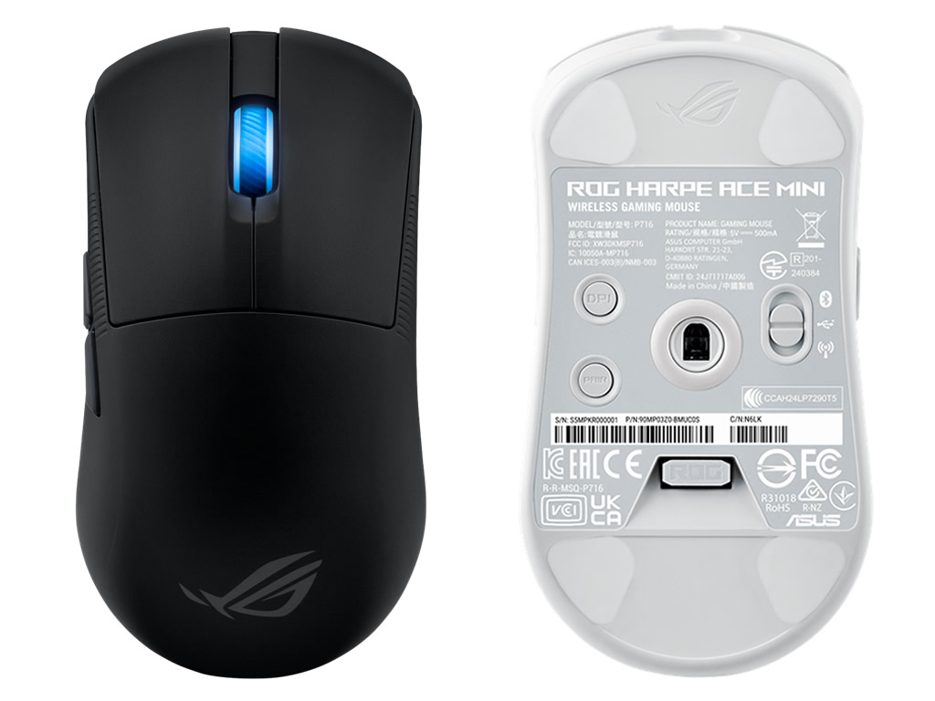ASUS、軽量49gの右利き用ゲーミングマウス「ROG Harpe Ace Mini」など