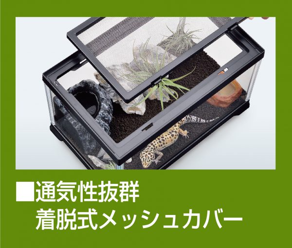 小型爬虫類・両生類等の飼育にインテリアに合うブラックフレームの