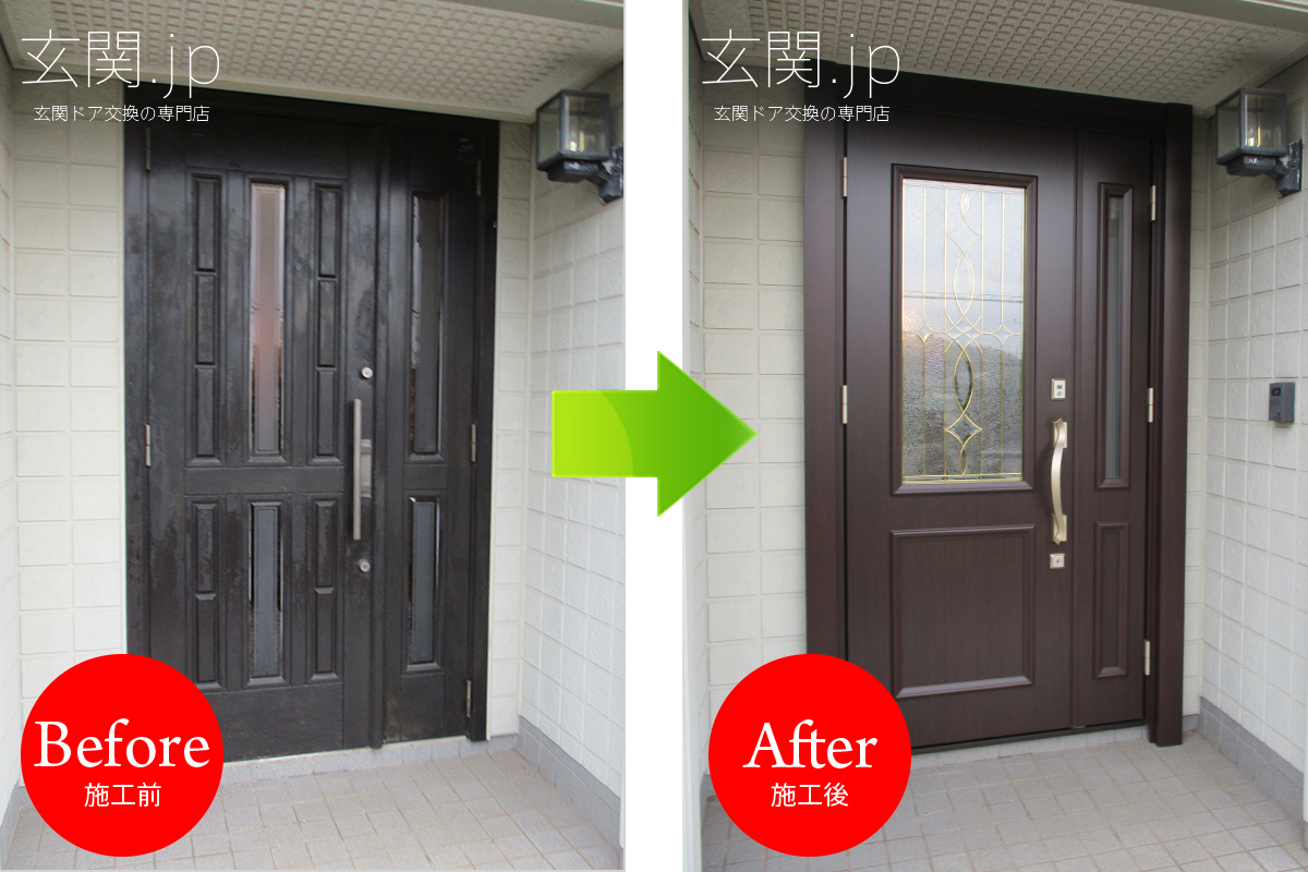 千葉県K様邸 玄関ドア交換 三協アルミ ノバリス【C15】ステンド