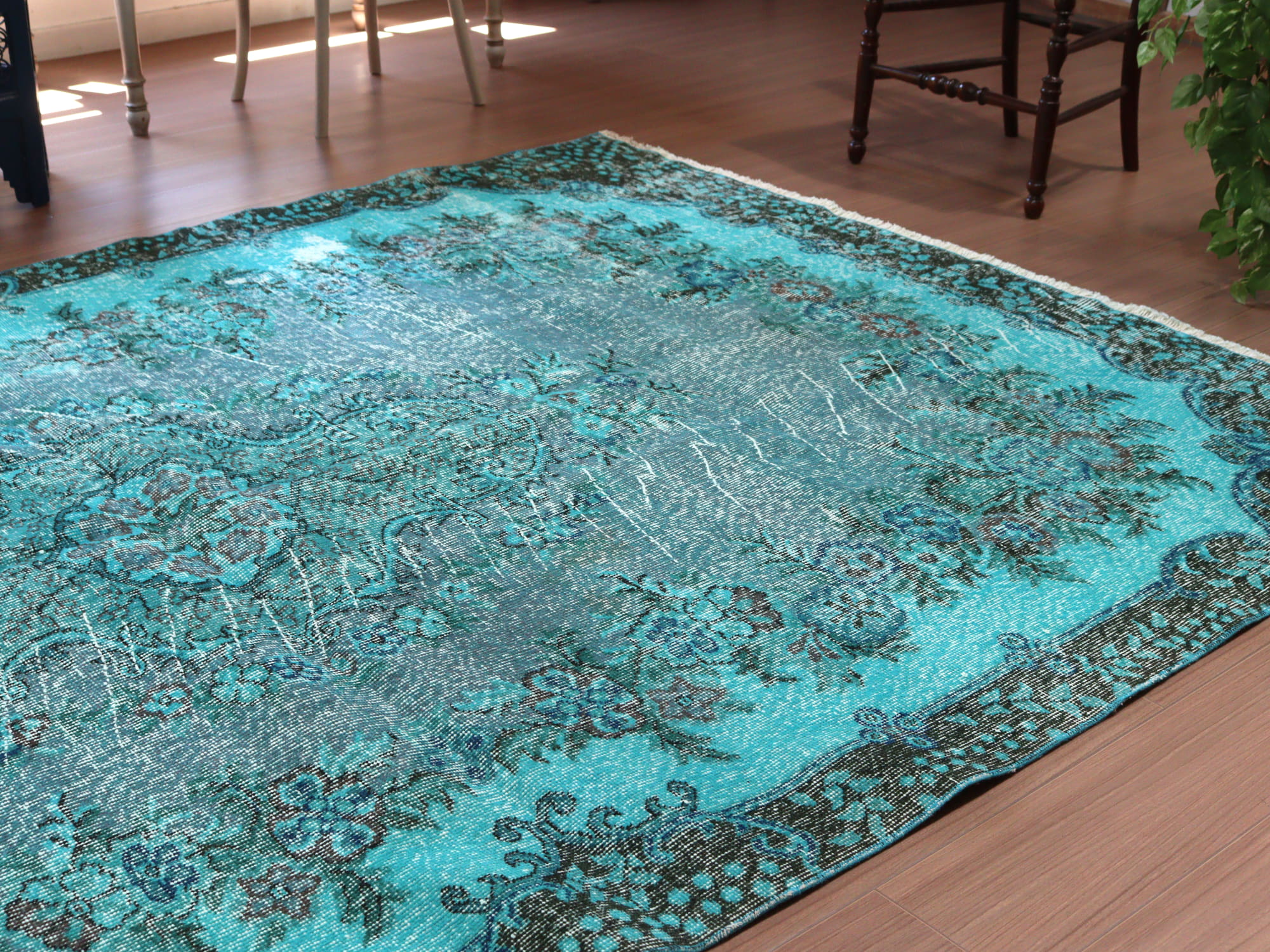 ヴィンテージラグ】トルコ ブルーグレー アンティーク トルコ製