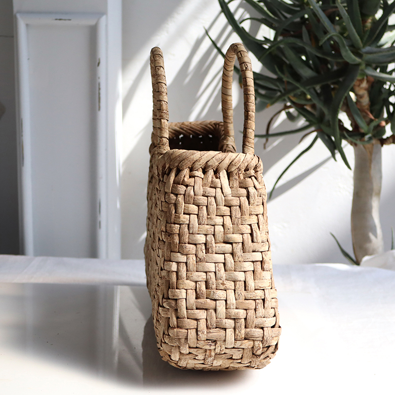 くるみ・カゴバッグ/網代編み・扇型/中サイズ 幅34cmx本体の高さ19cmx