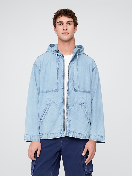 Denim Ripstop Oversized Anorak Zip Jacket | Gap