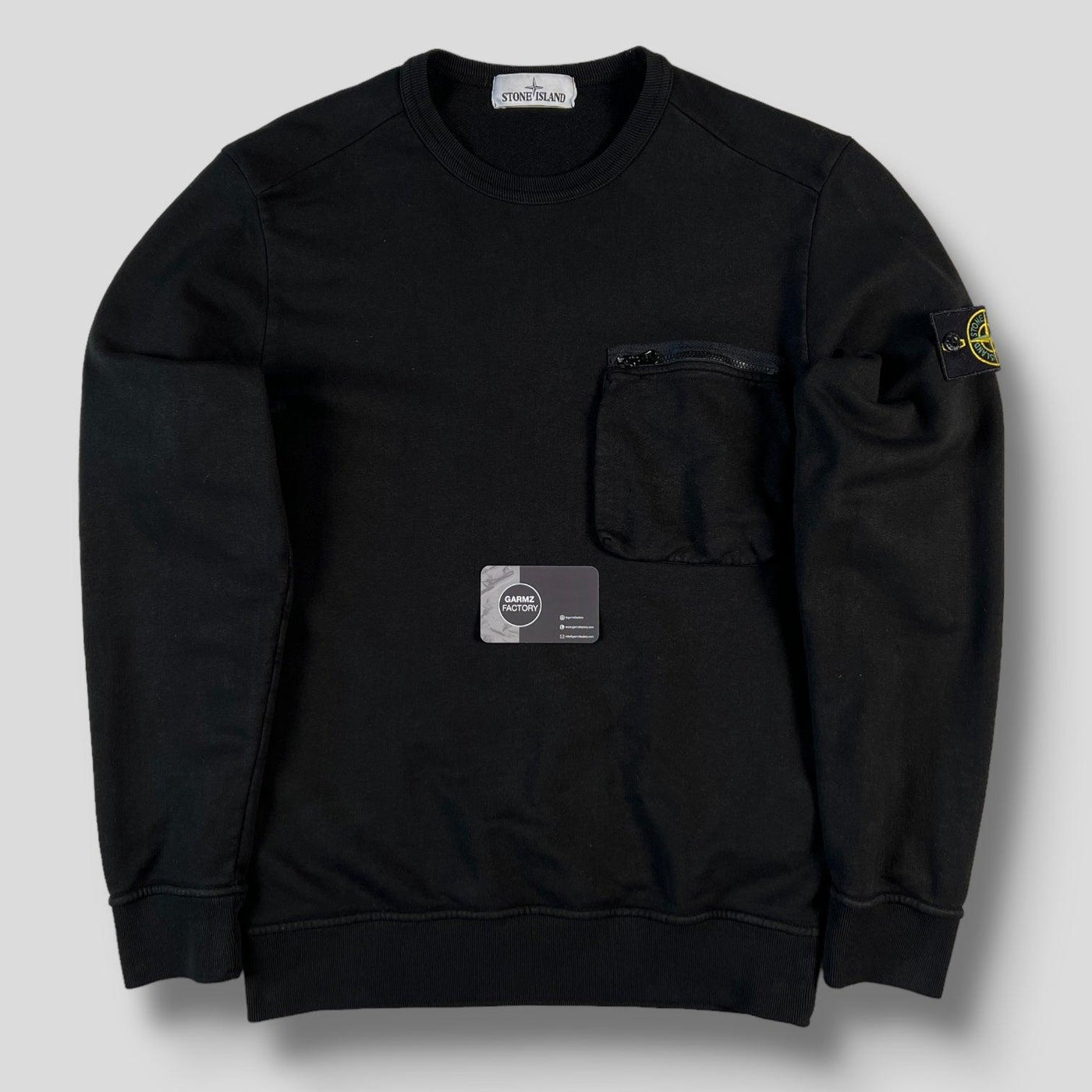 Stone Island Zip Pocket Crewneck Sweatshirt Black – Garmz Factory