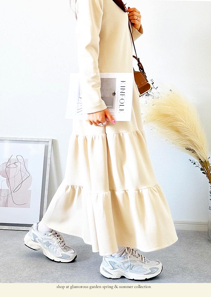 ダンボールティアードワンピース（低身長サイズあり）【7i-831-03945】