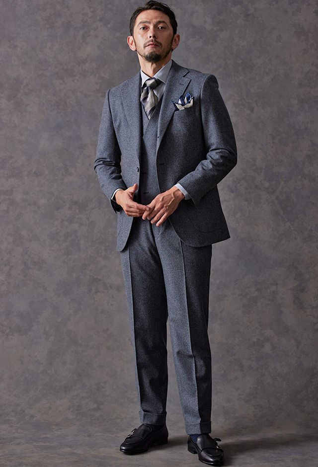 グレースーツ・無地のコーディネート（CANONICO）｜504-801-4