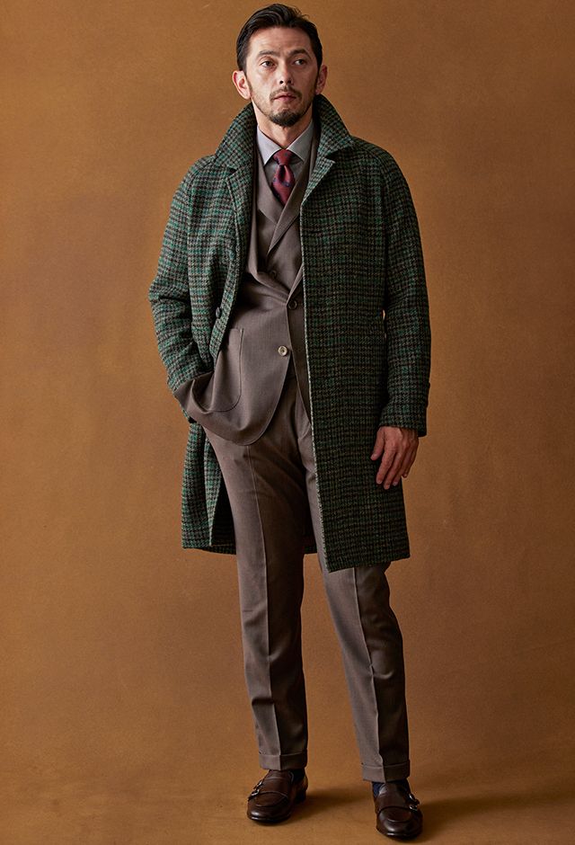 グレーコート・チェックのコーディネート（HARRIS TWEED）｜HC414-H8