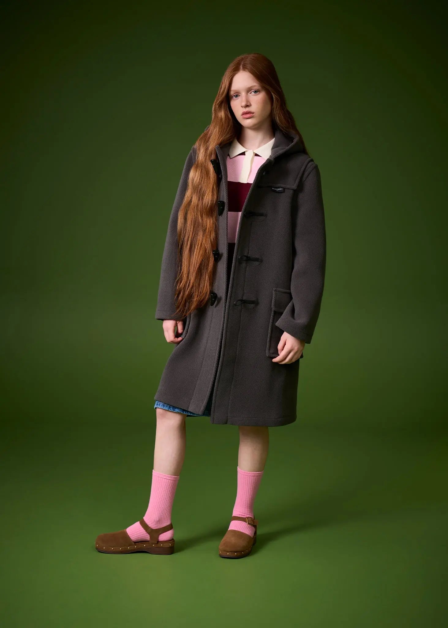 Children's Herringbone Wool Duffle Coat Navy | Gloverall