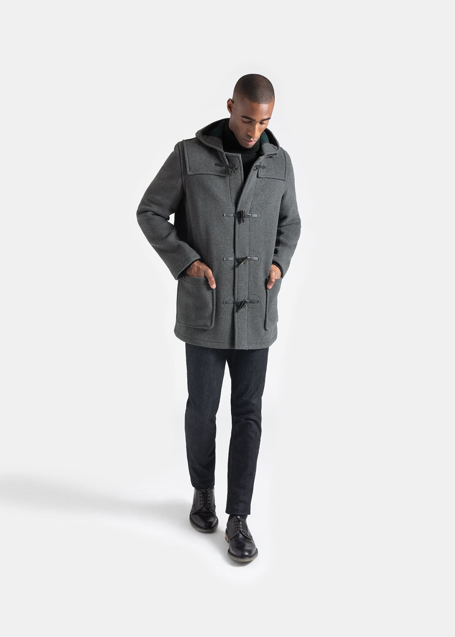 Men's Mid-Length Morris Duffle Coat Grey Black Watch | Gloverall
