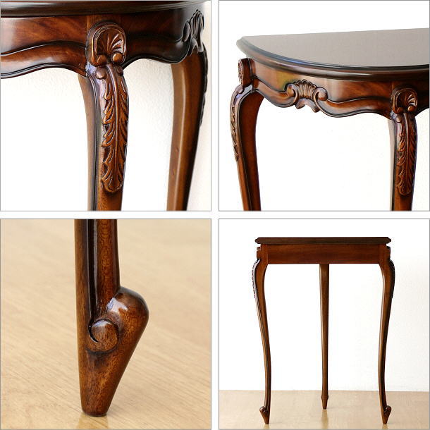 コンソールテーブル マホガニー 無垢材 アンティーク風 クラシック 猫