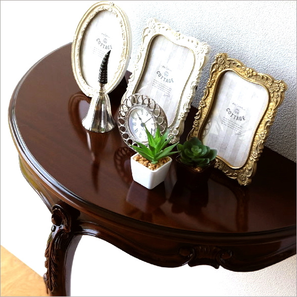 コンソールテーブル マホガニー 無垢材 アンティーク風 クラシック 猫