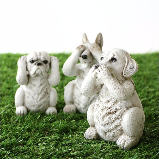 犬 置物 オブジェ 見ざる 言わざる 聞かざる インテリア 雑貨 かわいい