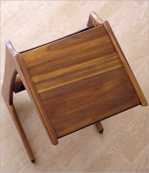 サイドテーブル マガジンラック付き チーク ナチュラル 木製 天然木 コ