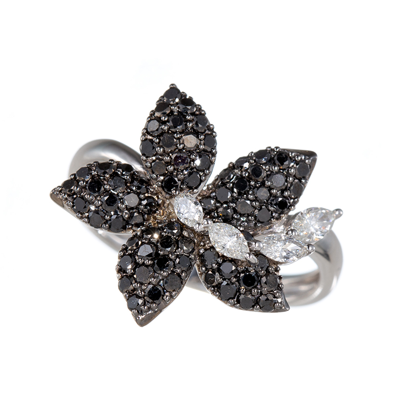 GSTV K18WG ブラックダイヤモンド(トリート) & ダイヤ リング BLD 約