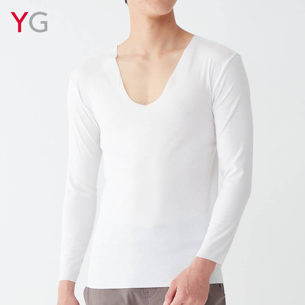 Vネック9分袖シャツ(メンズ) YV7109: メンズ トップス