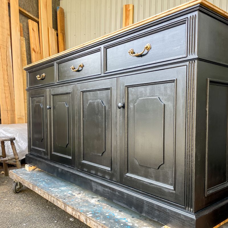 フランスアンティークキャビネット（ブラック）W1800オーダーメイド