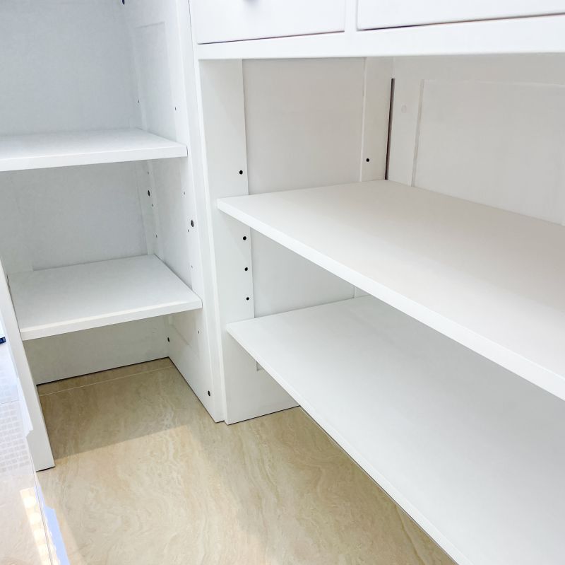 美容室やエステサロン向けL字型レジカウンターアンティークホワイト