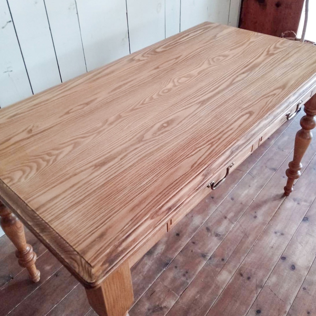 引き出し付きアンティークテーブルW1200オーダーメイドろくろ足