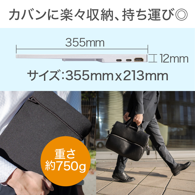 モバイルディスプレイ 15.6型FullHD ソフトケース付き 薄型 軽量 高