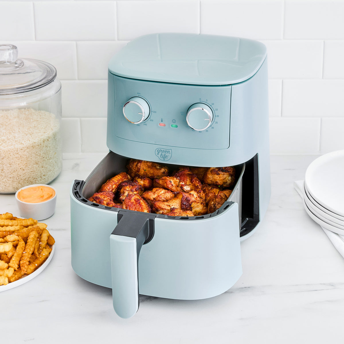 GreenLife 4.5-Quart EZ Air Fryer | Blue Haze | GreenPan