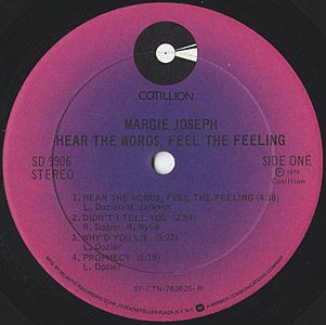 Margie Joseph / Hear The Words, Feel The Feeling(LP) / Cotillion