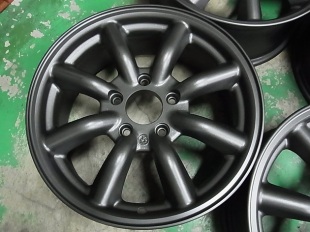 新品ワタナベホイールを塗膜強化目的でガンメタマット粉体塗装｜アルミ