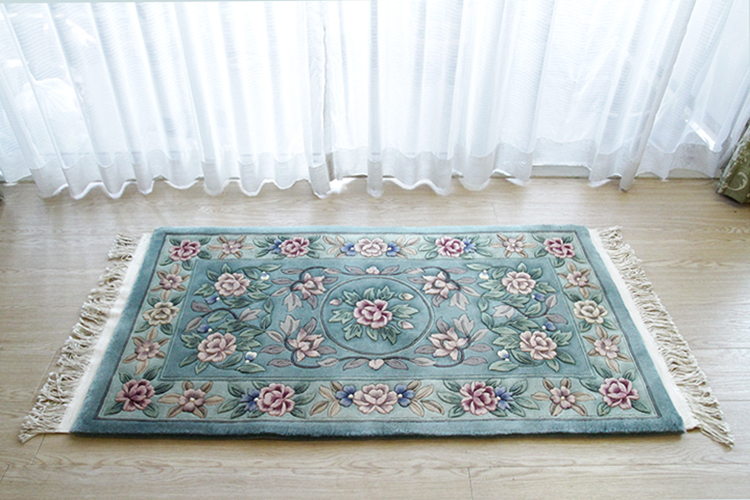 天津緞通 150段ウール製 高級手織り玄関マット 69×122cm | ラグマット