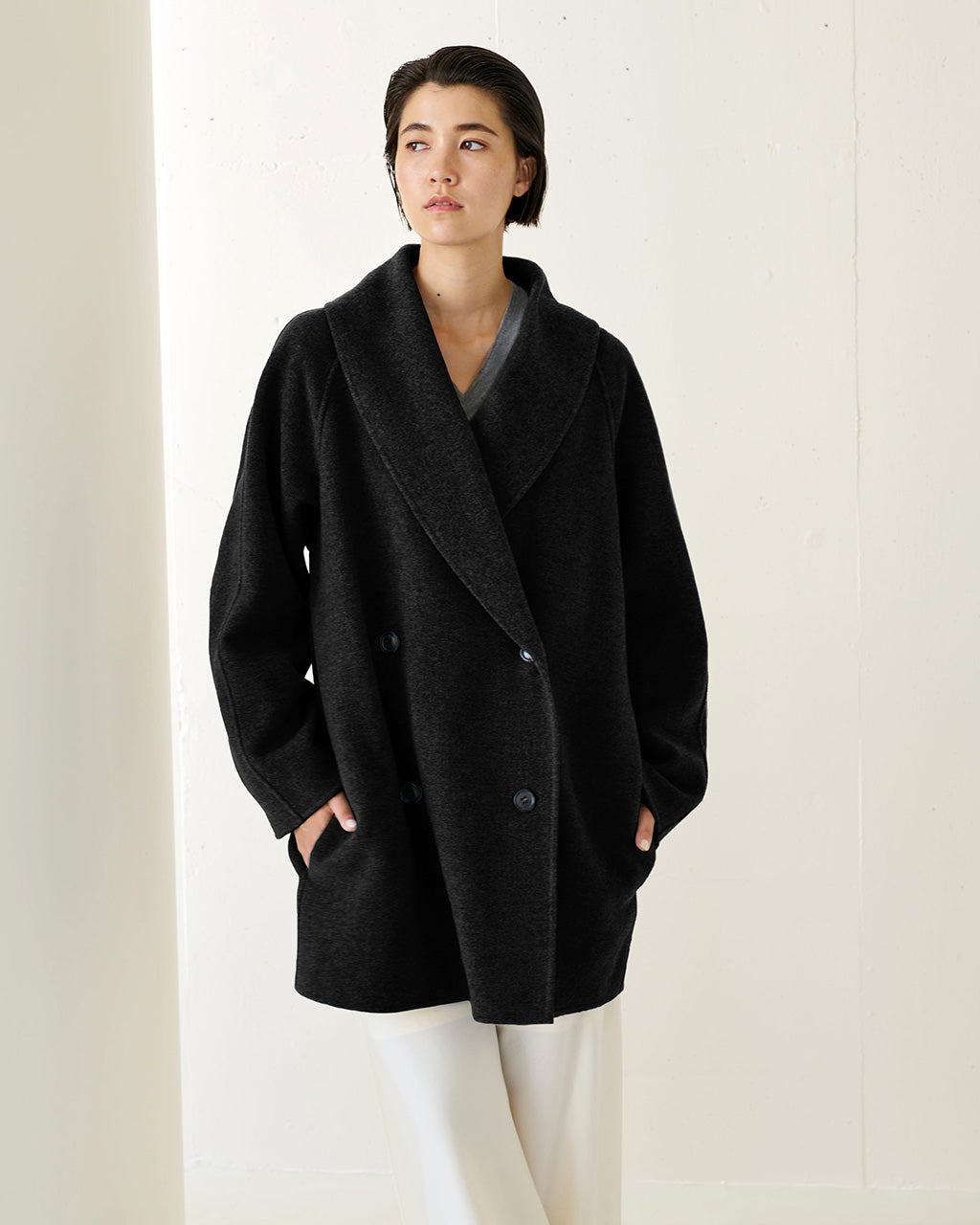 イタリアンダブルフェイス・ショールカラーコート/DoCLASSE