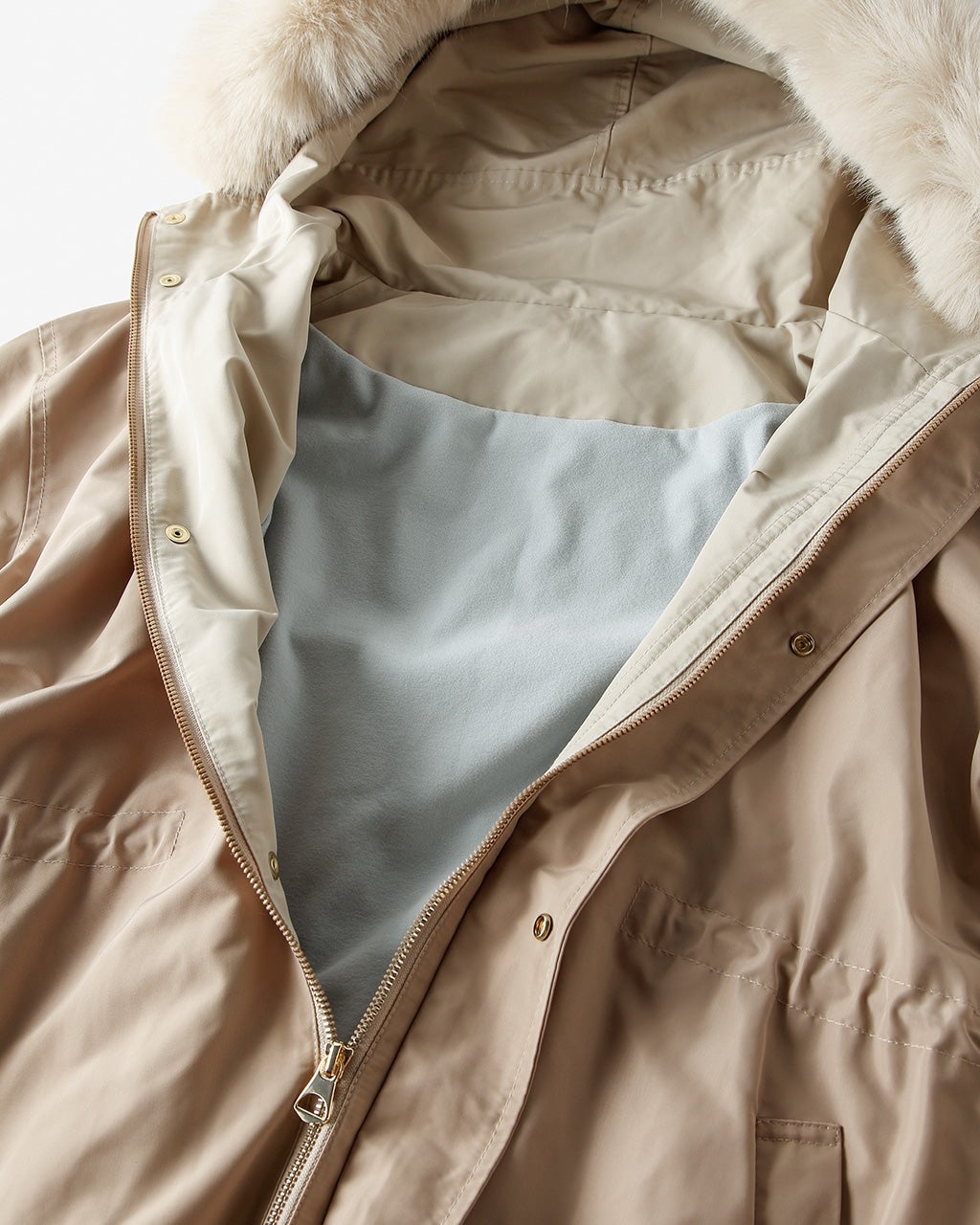 光沢グログラン・ファー使いモッズコート/DoCLASSE