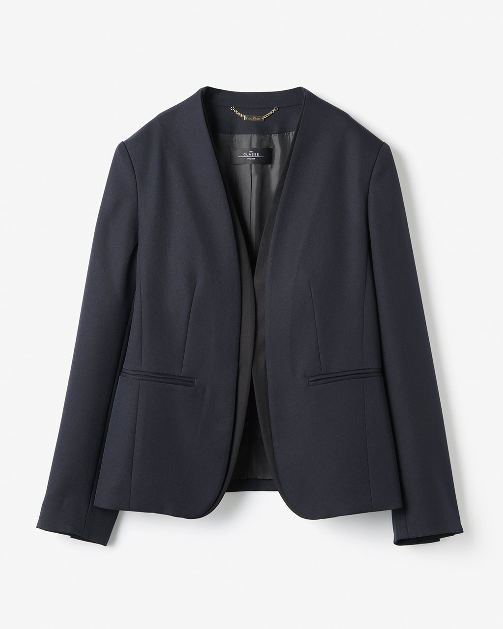 スマートツイル・ダブルVノーカラージャケット/DoCLASSE