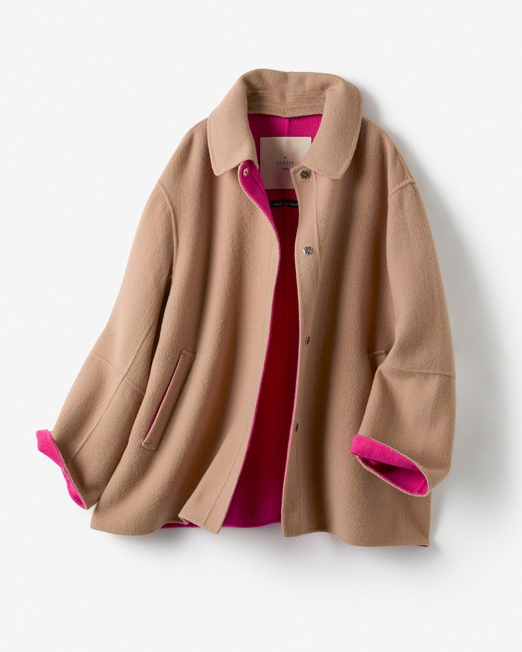 カシミヤ混ウールリバー・2WAYショートコート/DoCLASSE