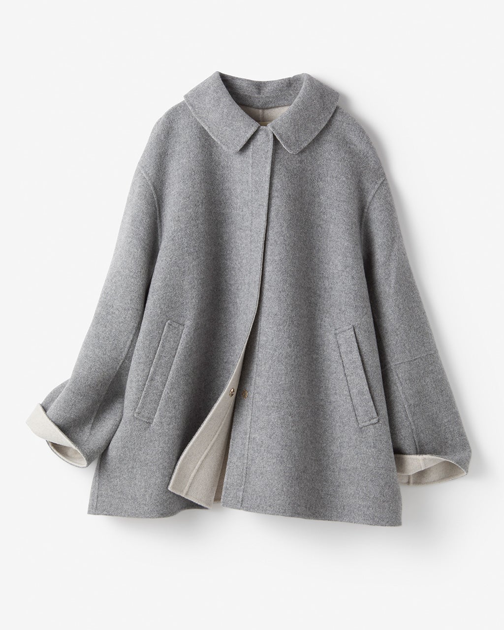 カシミヤ混ウールリバー・2WAYショートコート/DoCLASSE